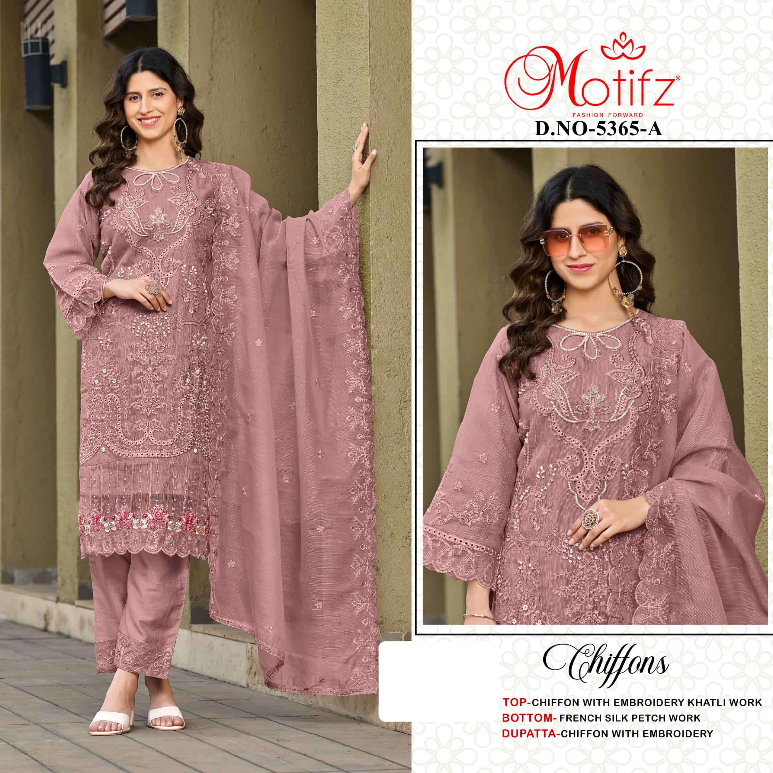 MOTIFZ 5365 A TO D SERIES PURE CHIFFON EMBROIDERY PAKISTANI DRESSES-00201