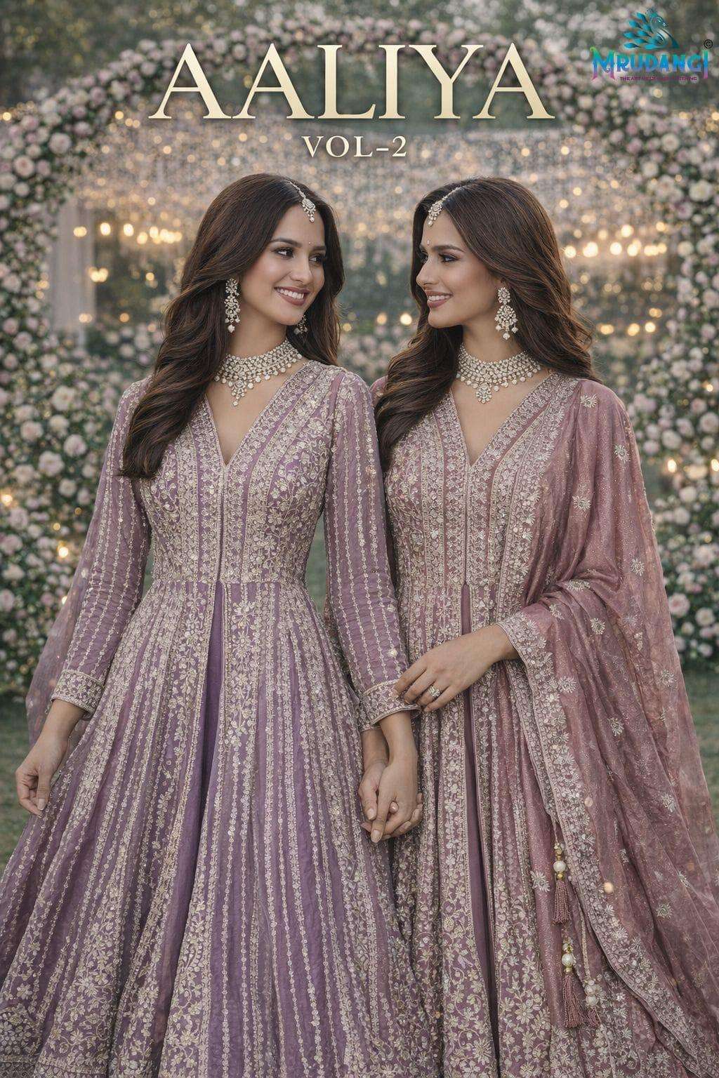 MRUDANGI AALIYA VOL-2 CHINON EMBROIDERY DRESSES - 00095