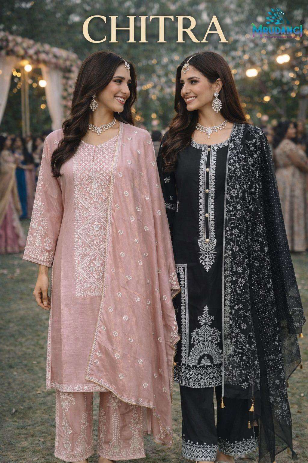 MRUDANGI CHITRA CHINON EMBROIDERY STITCHED DRESSES - 00095