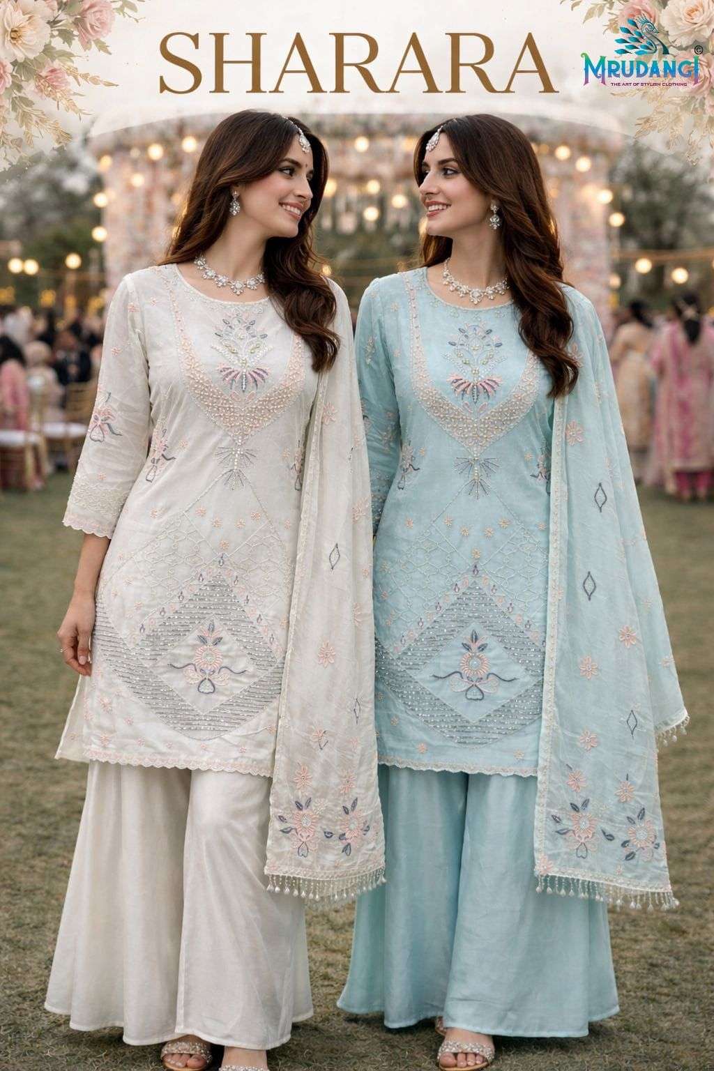 MRUDANGI SHARARA REAL PREMIUM GEORGETTE EMBROIDERY SHARARA SUITS - 00095