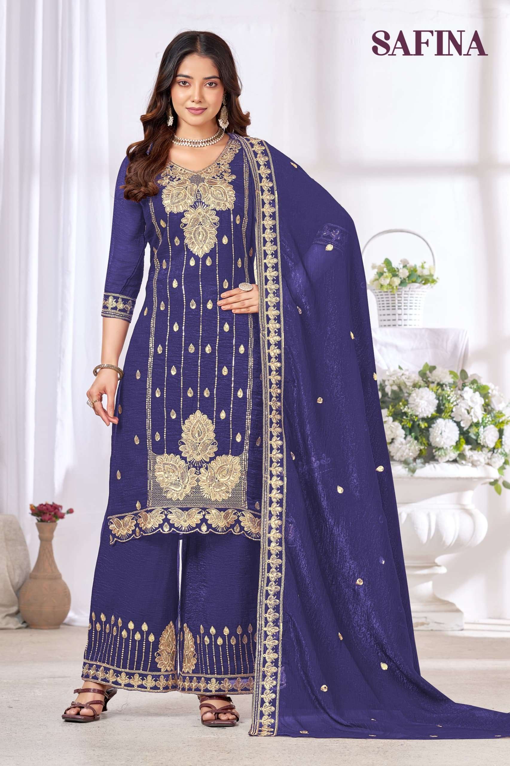 MUKESH SAFINA 1001 TO 1008 SERIES CHINON PREMIUM EMBROIDERY PAKISTANI SUIT-00097