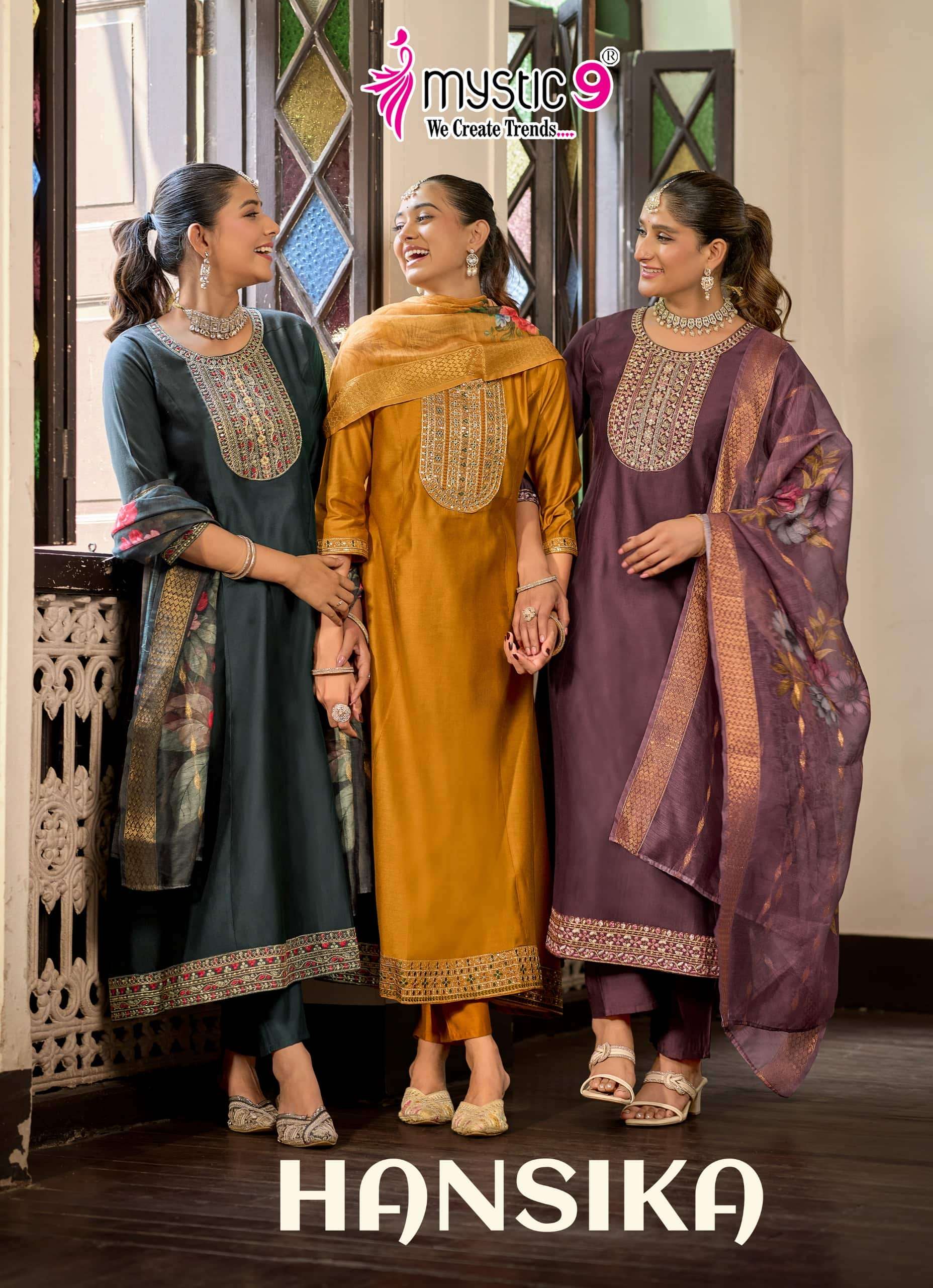 MYSTIC9 HANSIKA VOL-04 4001 TO 4008 SERIES PURE GADHWAL EMBROIDERY DRESSES-00140