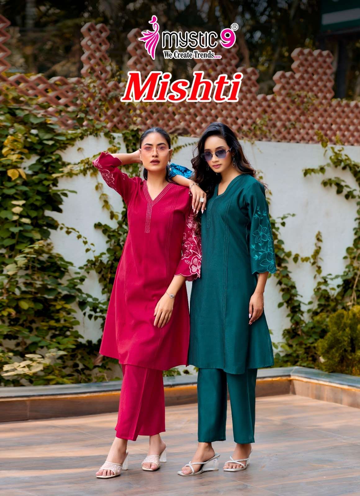MYSTIC9 MISHTI VOL-01 1001 TO 1009 SERIES PURE GADHWAL EMBROIDERY CO-ORD SET-00140