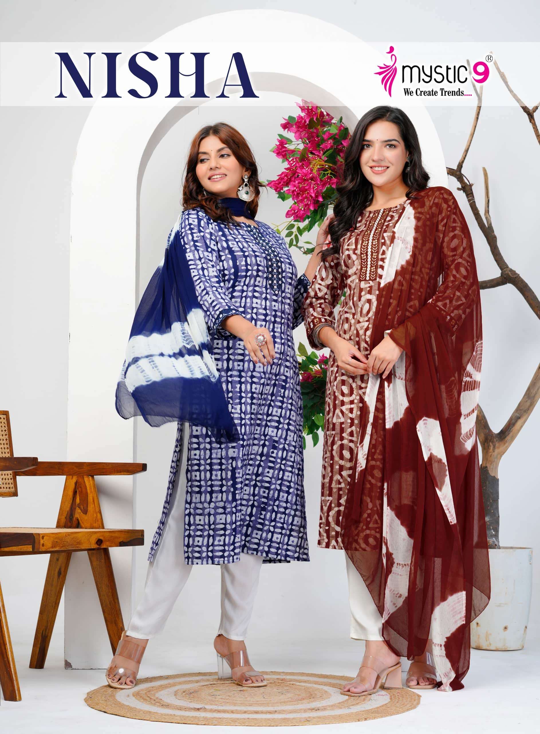 MYSTIC9 NISHA VOL-16 16001 TO 16008 SERIES PURE COTTON PRINTED EMBROIDERY DRESSES-00140