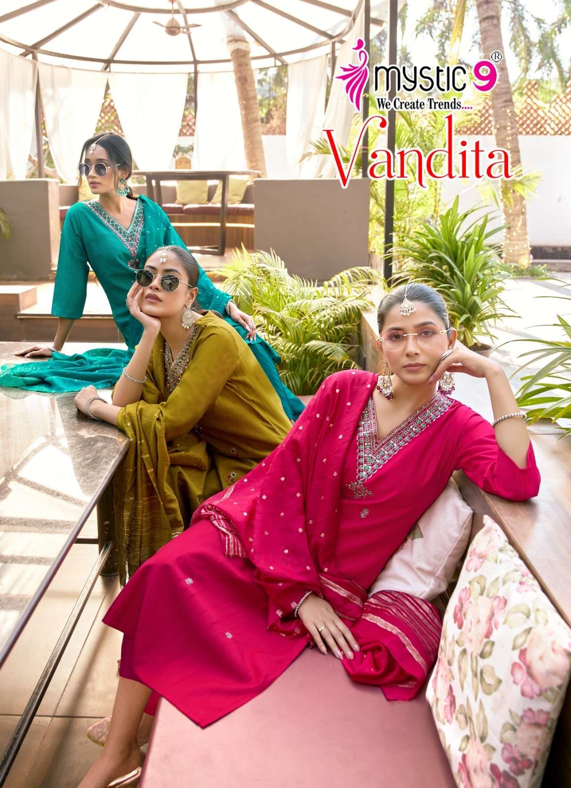 MYSTIC9 VANDITA VOL-01 1001 TO 1008 SERIES PURE VERTICAN EMBROIDERY DRESSES-00140