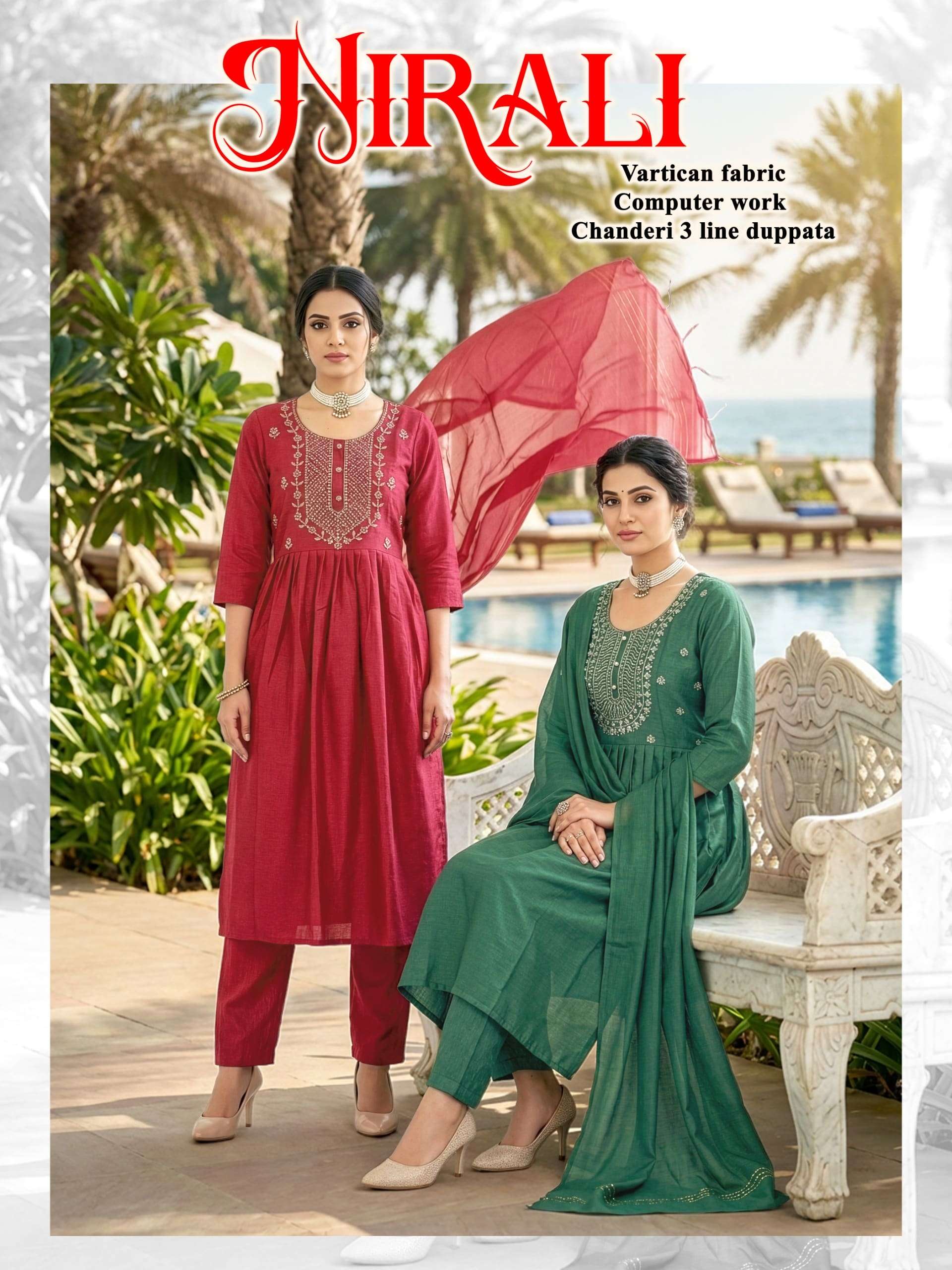 NIRALI BY ASLIWHOLESALE VARTICAN EMBROIDERY ANARKALI STITCHED SUIT-00320