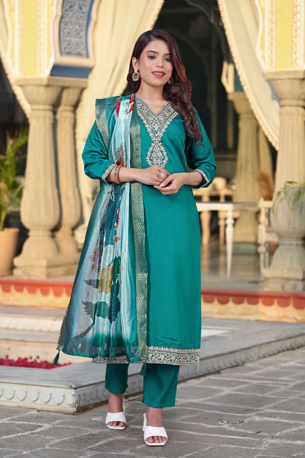 NOOR HIT VOL-02 BY ASLIWHOLESALE VISCOSE CHANDERI STITCHED DRESSES-00265