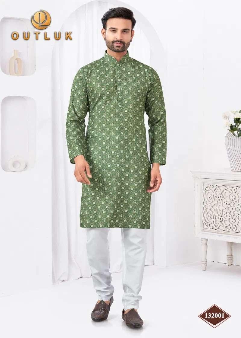 OUTLUK VOL-132 132001 TO 132006 SERIES PURE RAYON COTTON MENS WEAR KURTA PAJAMAS-00033