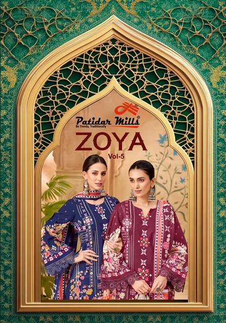 PATIDAR MILL ZOYA VOL-5 5001 TO 5008 SERIES COTTON PRINTED PAKISTANI SUIT SET-00015