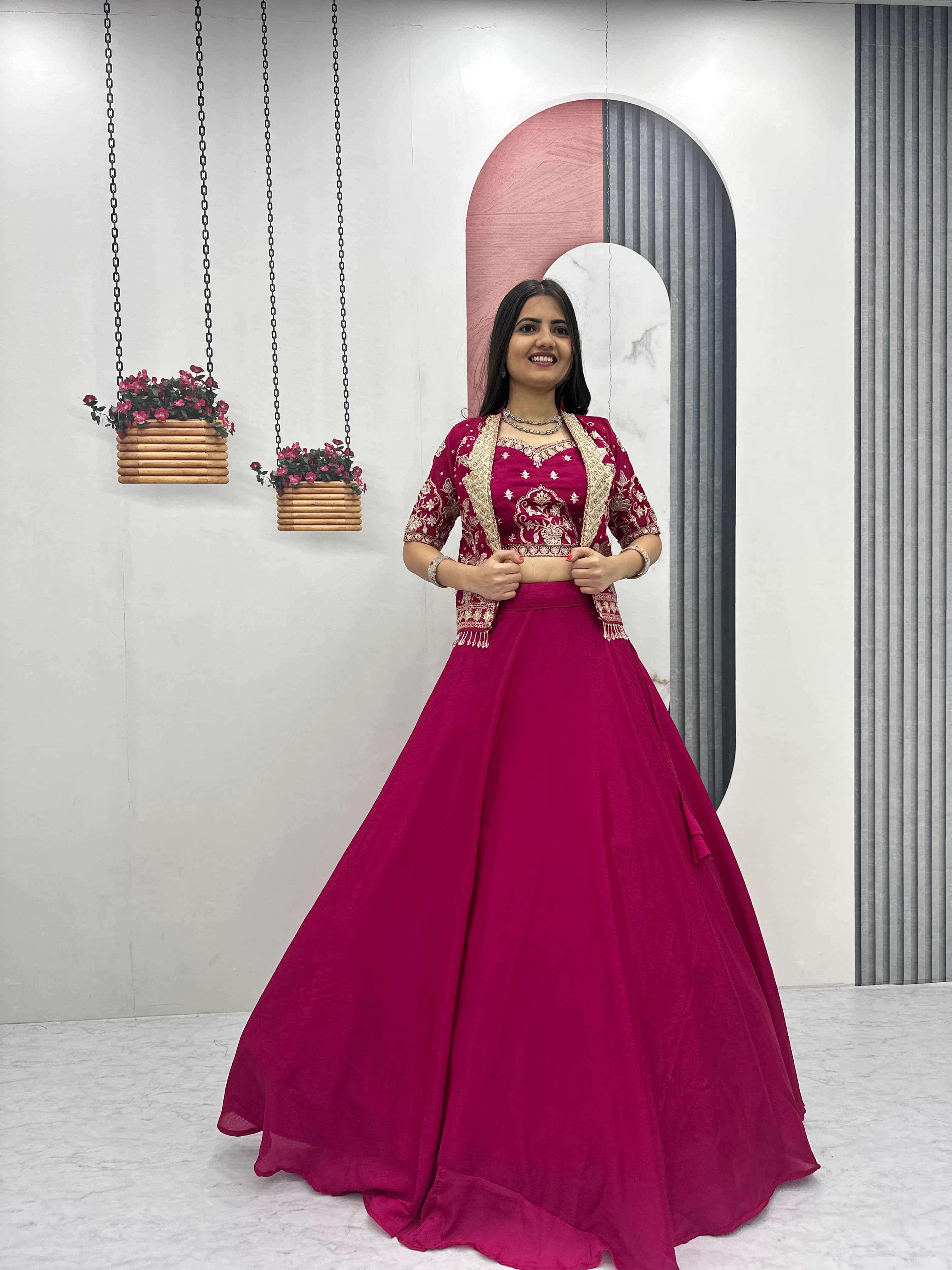 PC-566 COLOUR BY ASLIWHOLESALE DESIGNER PURE CHINON LEHENGAS-00045