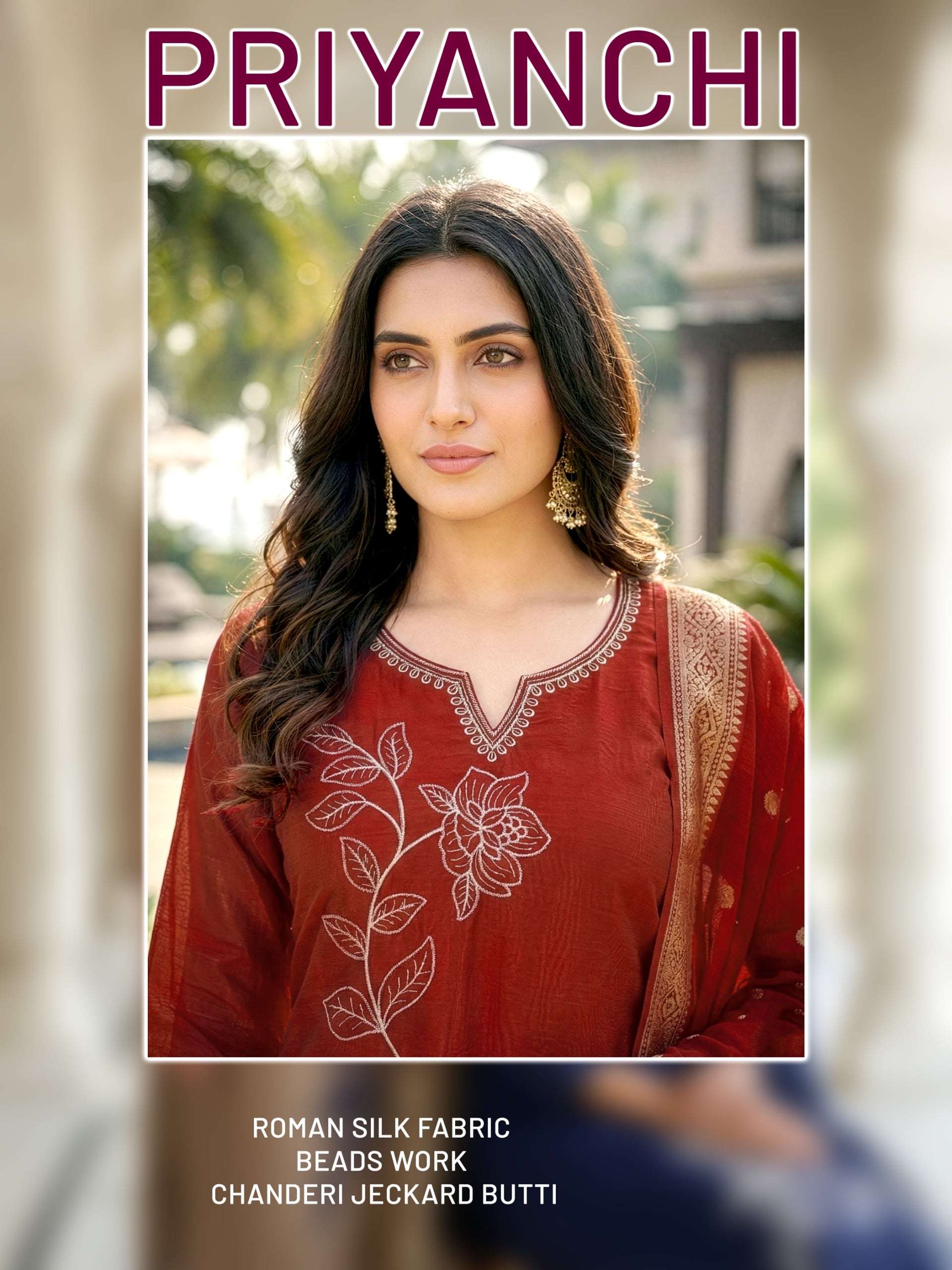 PRIYANCHI BY ASLIWHOLESALE ROMAN SIMMER EMBRODIERY STITCHED SUIT SET-00320