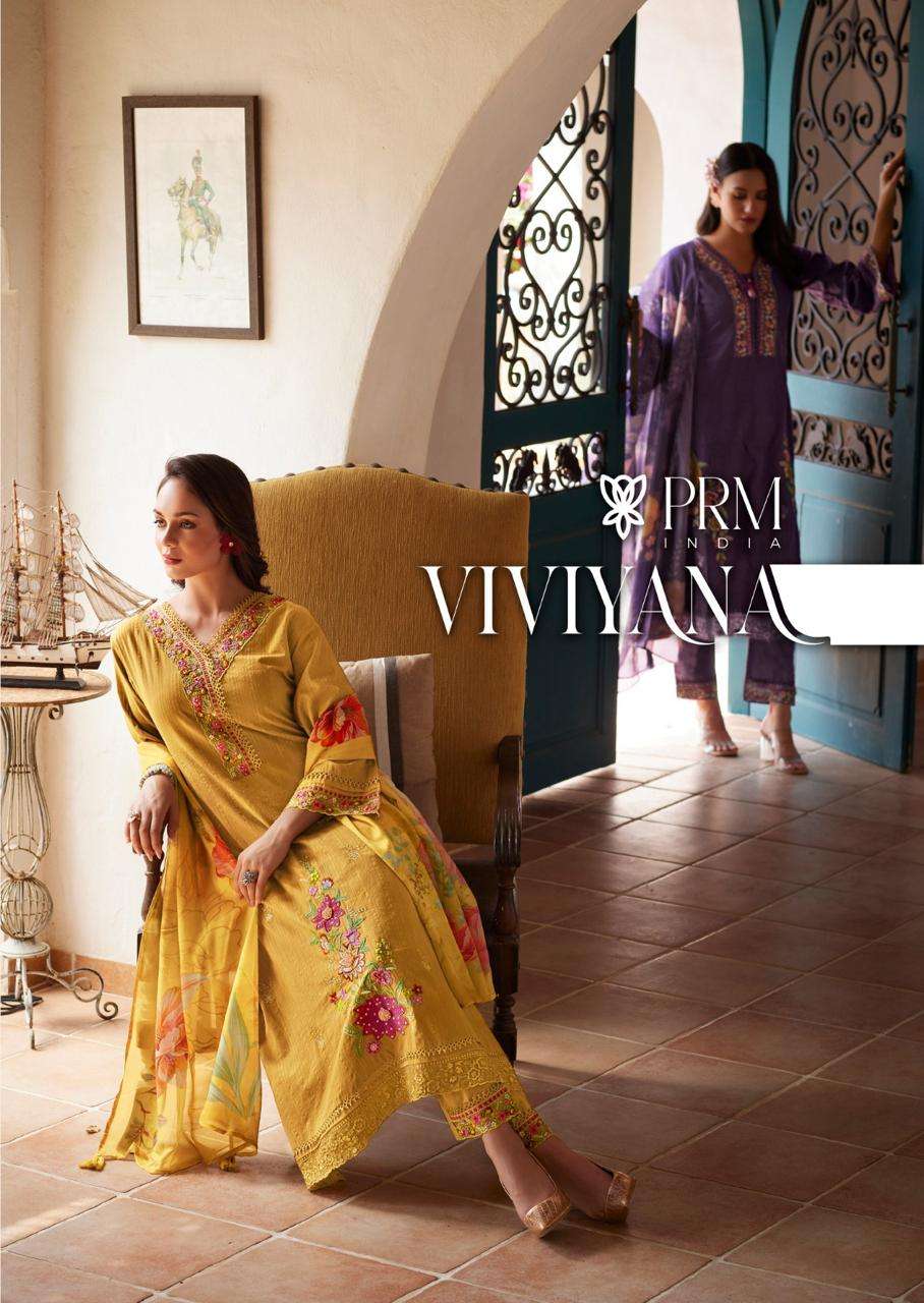 PRM TRENDZ VIVIANA 1031 TO 1036 SERIES COTTON EMBROIDERY STITCHED SUIT SET-00325