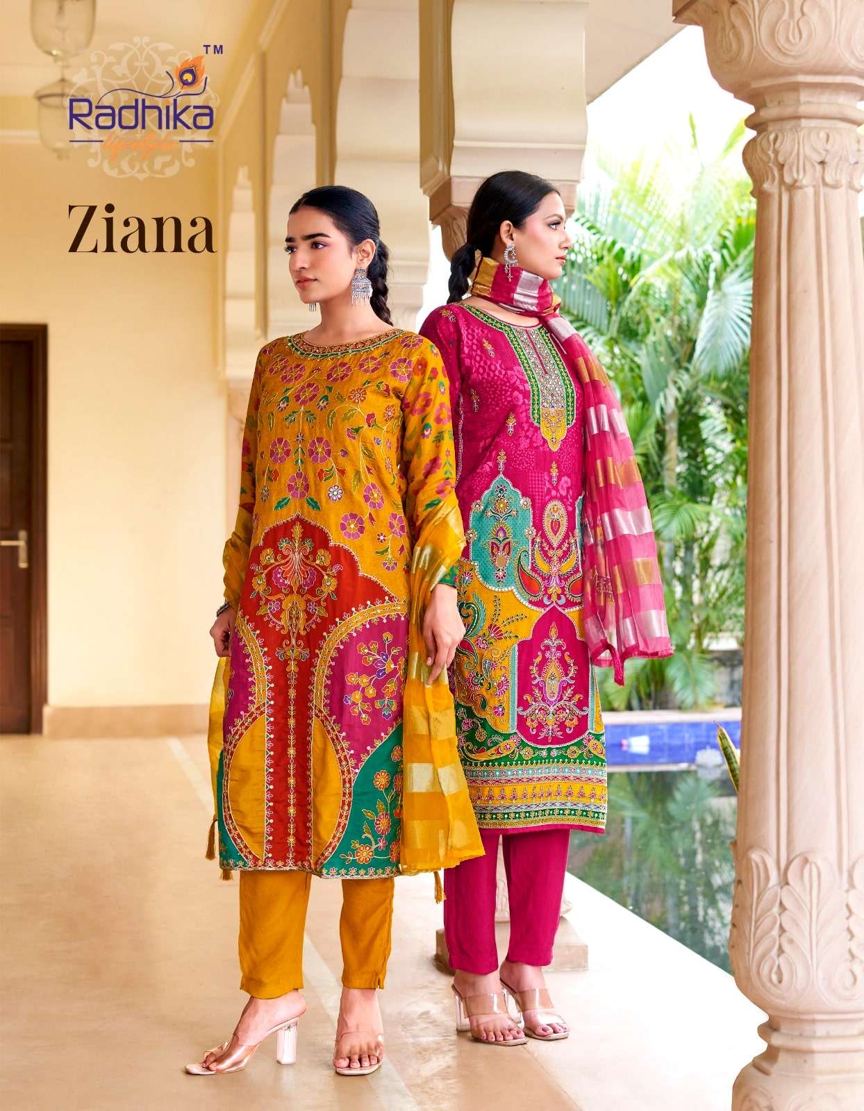 RADHIKA LIFESTYLE ZIANA VOL-01 1001 TO 1006 SERIES PURE DOLA SILK PRINTED DRESSES-00014