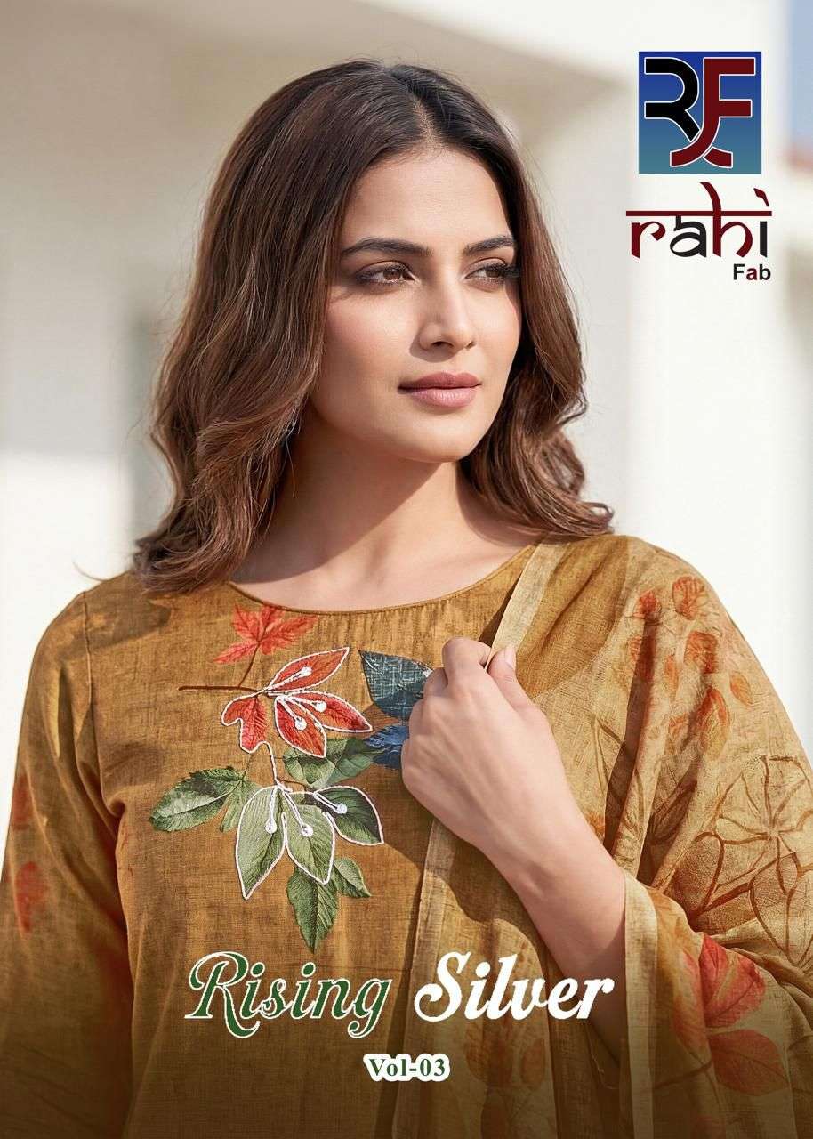 RAHI FAB RISING SILVER VOL-03 3001 TO 3008 SERIES PURE COTTON PRINTED PAKISTANI DRESSES-00062