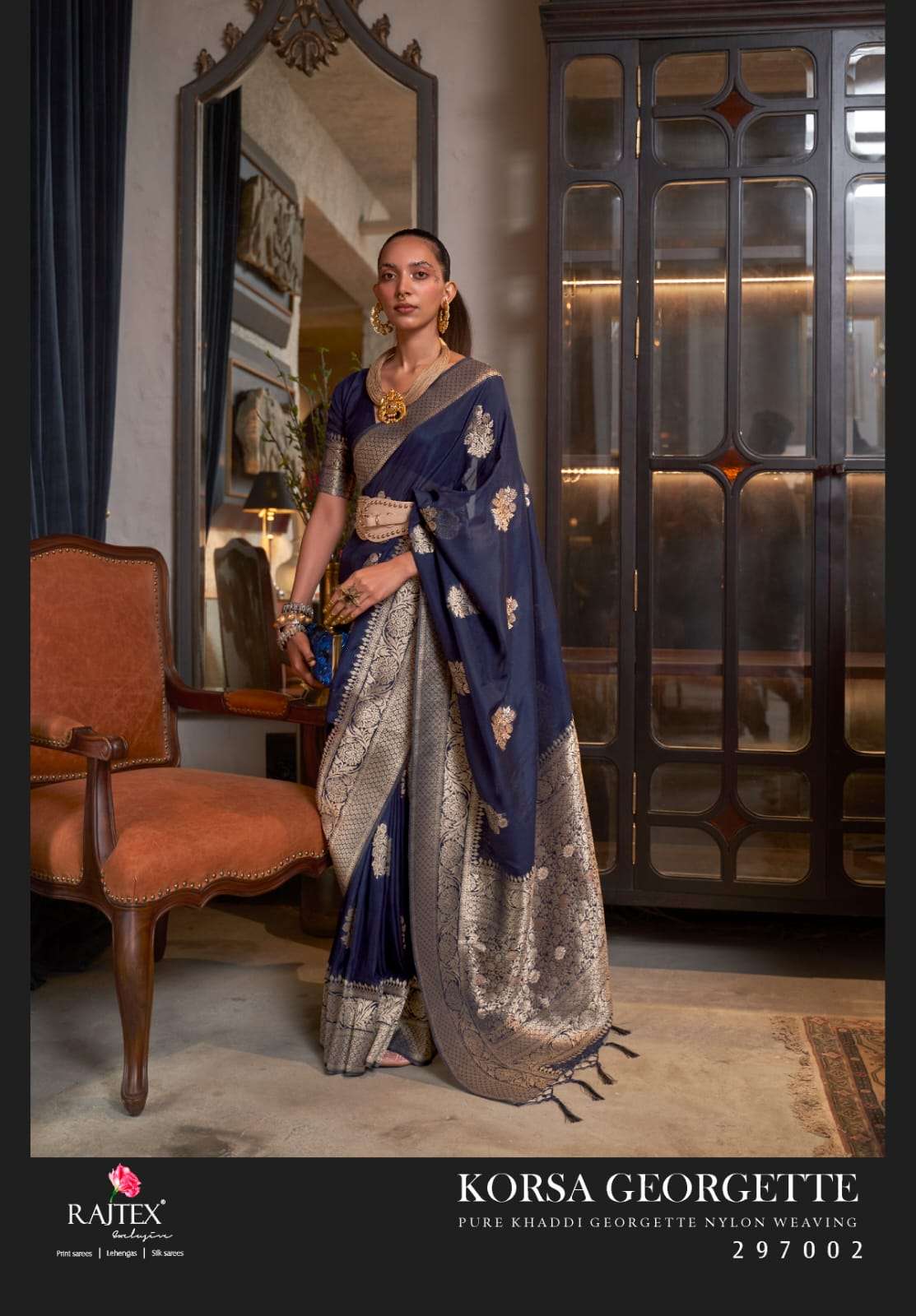RAJTEX KORSA GEORGETTE 297001 TO 297006 SERIES KHADI GEOREGTTE PREMIUM SAREES-00178