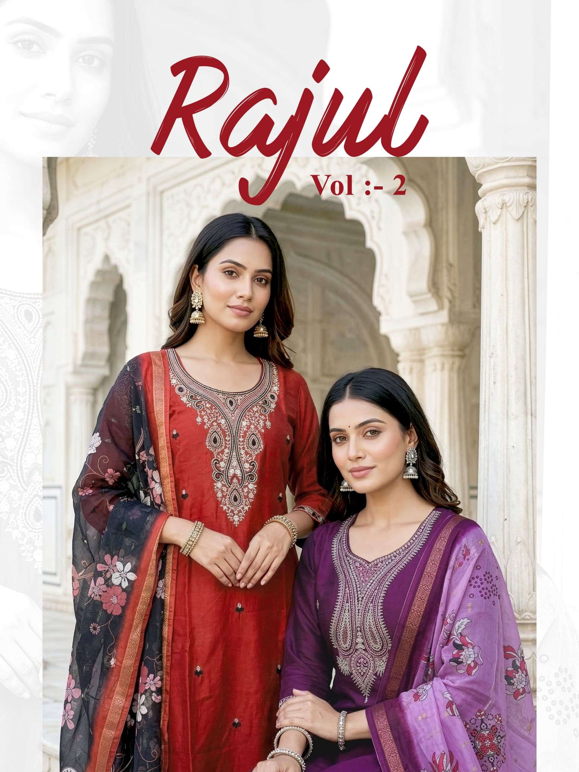 RAJUL VOL-2 BY ASLIWHOLESALE ROMAN STRAIGHT-CUT EMBROIDERY DRESSES-00320