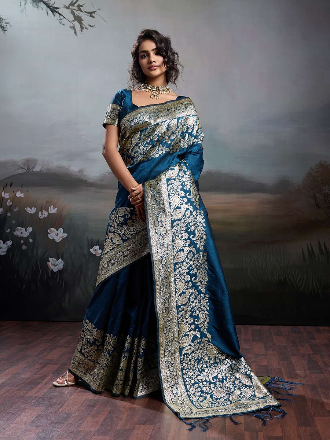 RAJWADA SILK BY ASLIWHOLESALE PREMIUM SILK BLEND PRINTED SAREES-00281