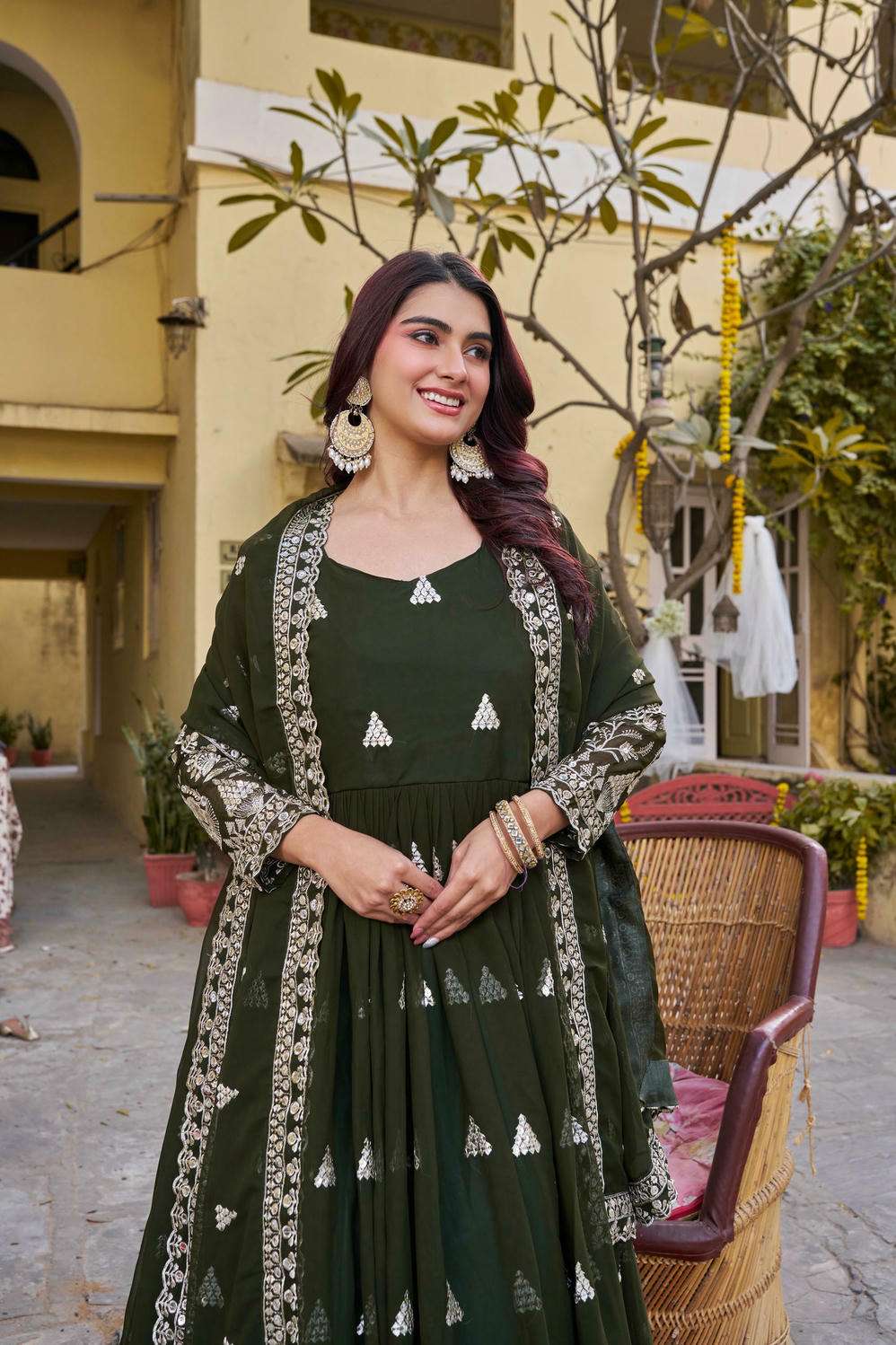 RM-168 BY ASLIWHOLESALE FAUX GEOREGTTE ANARKALI GOWN-00236