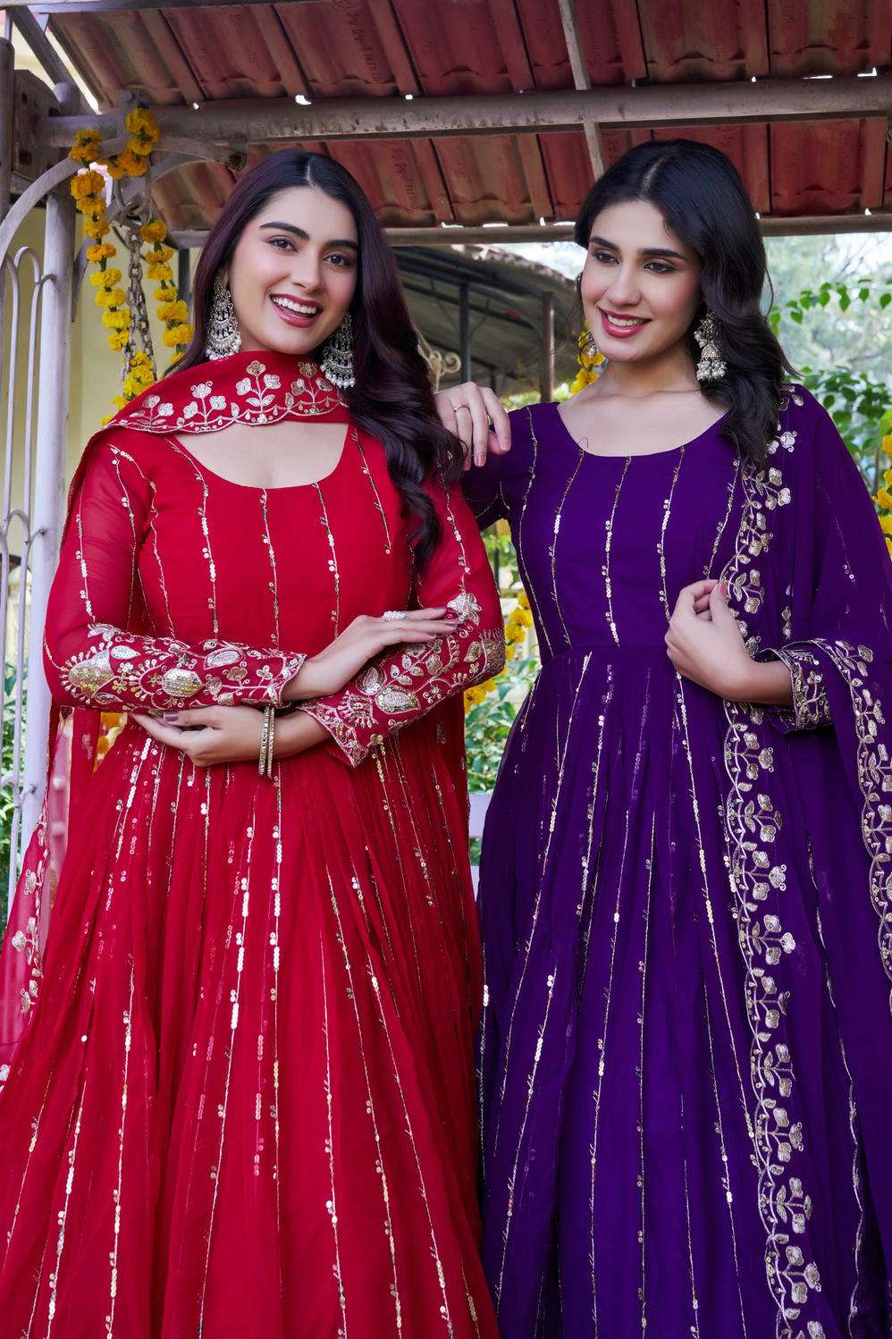 RM-170 BY ASLIWHOLESALE FAUX GEOREGTTE ANARKALI GOWN-00236