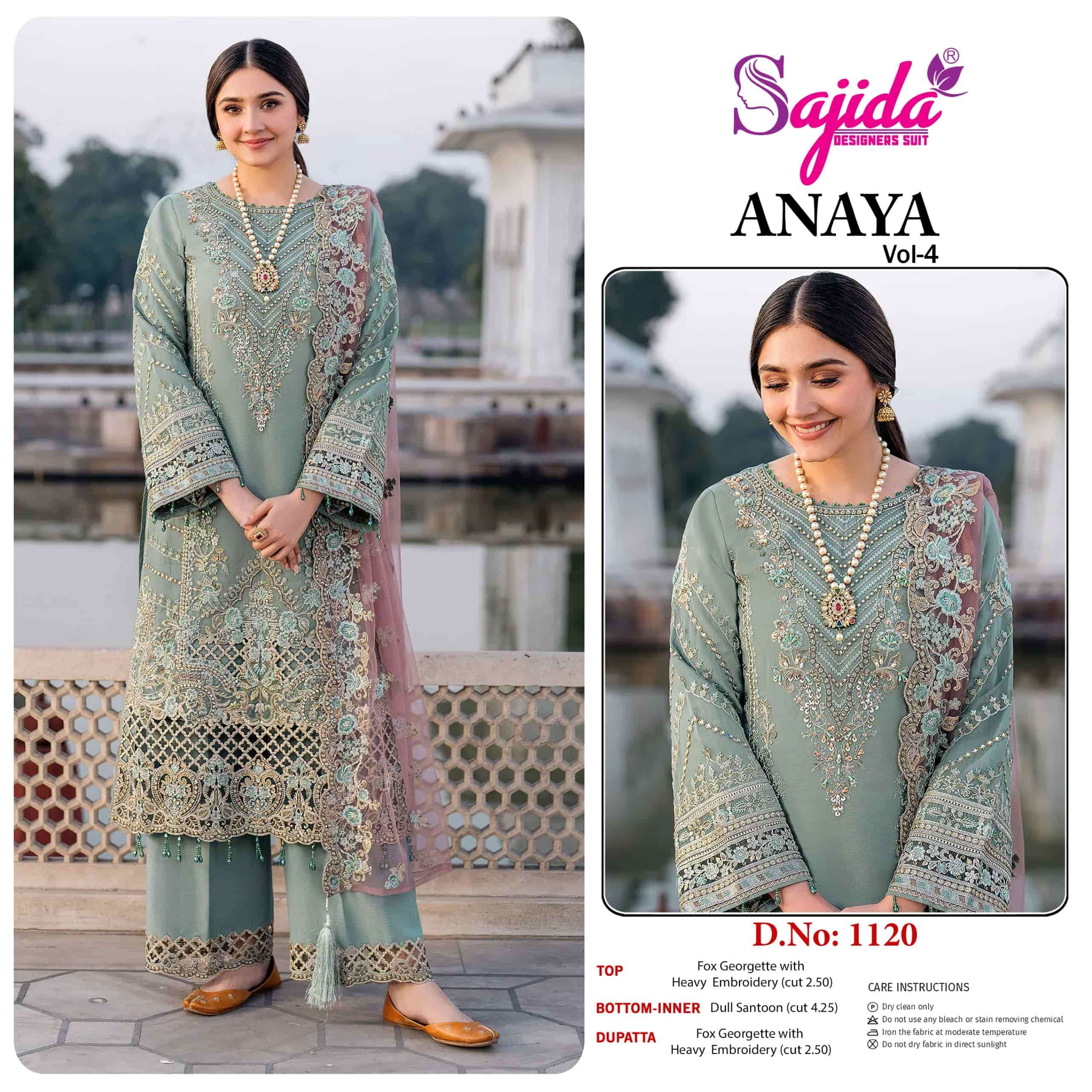 SAJIDA SD-1120 PURE GEORGETTE EMBROIDERY DRESS-00071