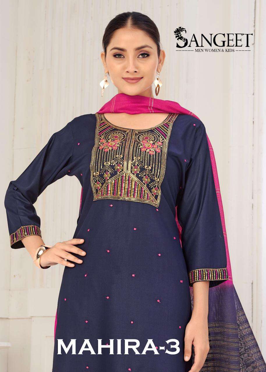 SANGEET MAHIRA VOL-3 1001 TO 1006 SERIES VISCOSE RAYON EMBROIDERY DRESSES-00305