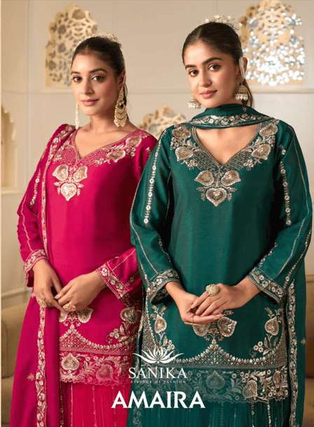 SANIKA FASHION AMAIRA 1001 TO 1004 SERIES PURE GEORGETTE  SILK DRESSES-00028