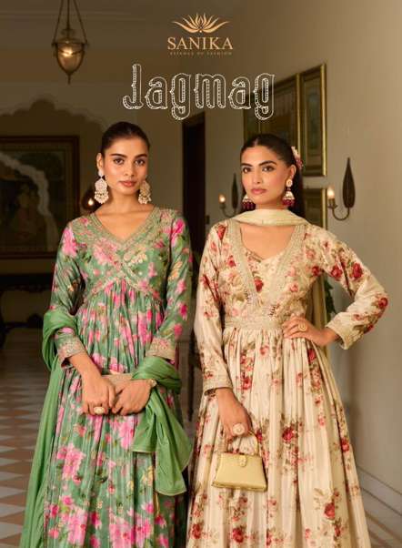 SANIKA FASHION JAGMAG 2001 TO 2003 SERIES PURE CHINON SILK EMBROIDERY DRESSES-00028