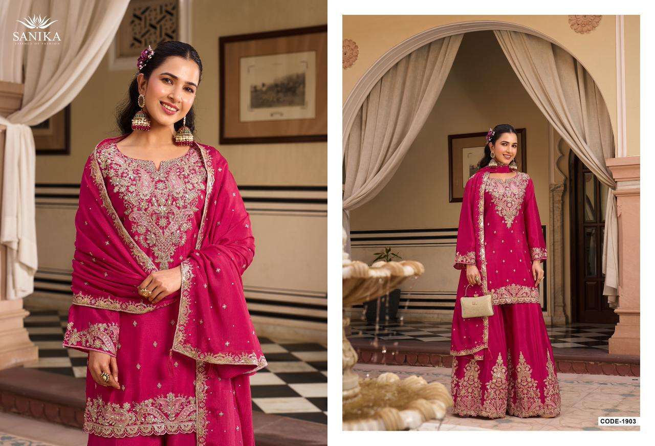 SANIKA SARIKA 1901 TO 1904 SERIES PURE CHINON SILK EMBROIDERY DRESSES-00028