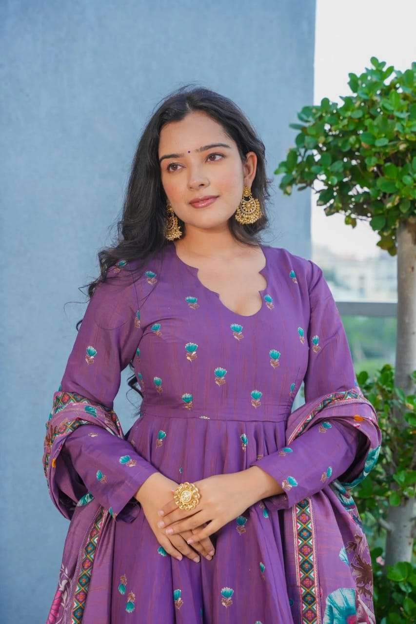 SC2111 BY ASLIWHOLESALE VISCOSE RAYON ANARKALI SUIT WITH DUPATTA - 00264