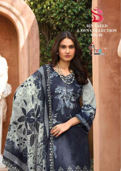 SHREE FAB BIN SAEED VOL-26 2601 TO 2606 SERIES PURE COTTON EMBROIDERY PAKISTANI DRESSES-00201