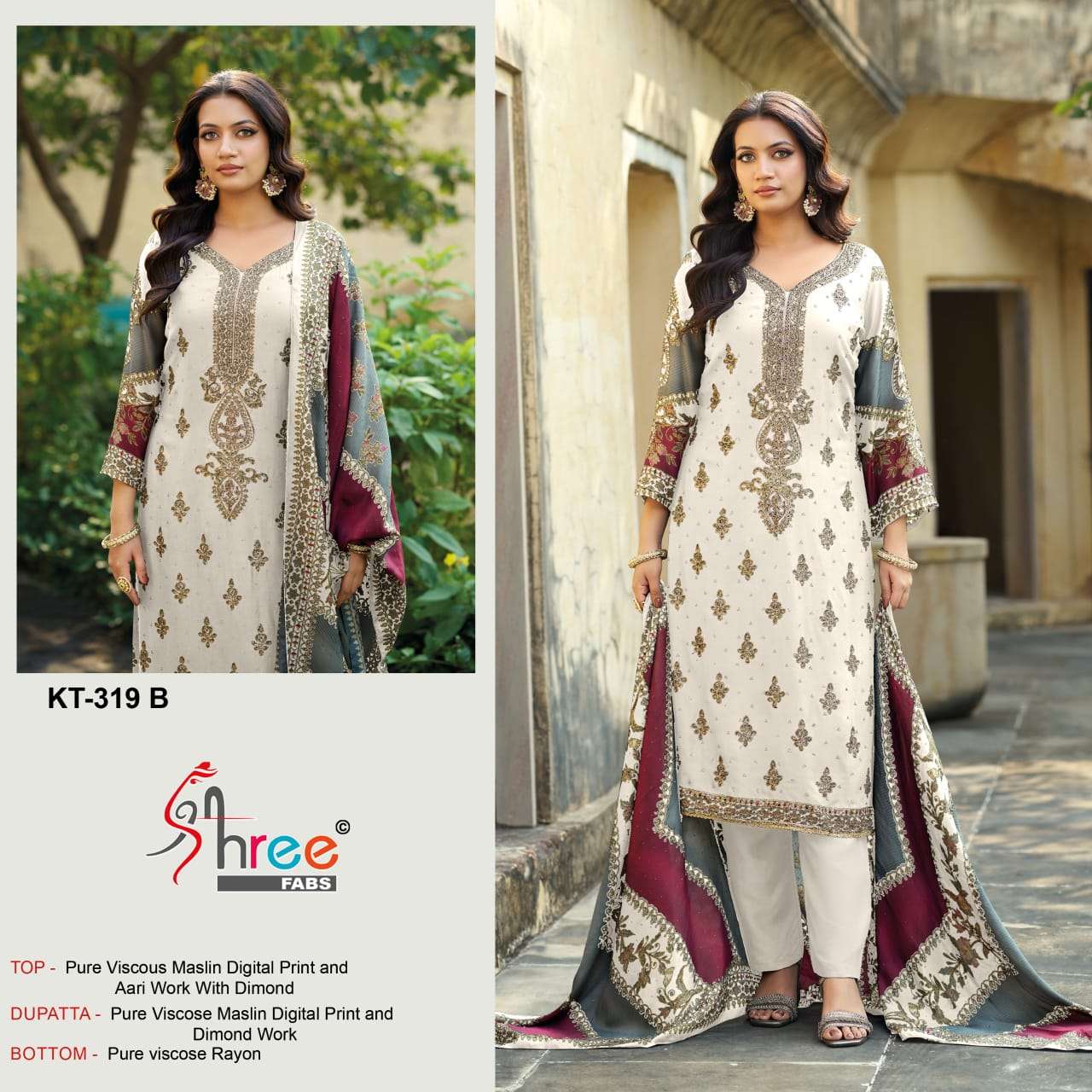 SHREE FAB KT-318 B SERIES PURE VISCOSE MUSLIN PRINTED PAKISTANI DRESS-00201