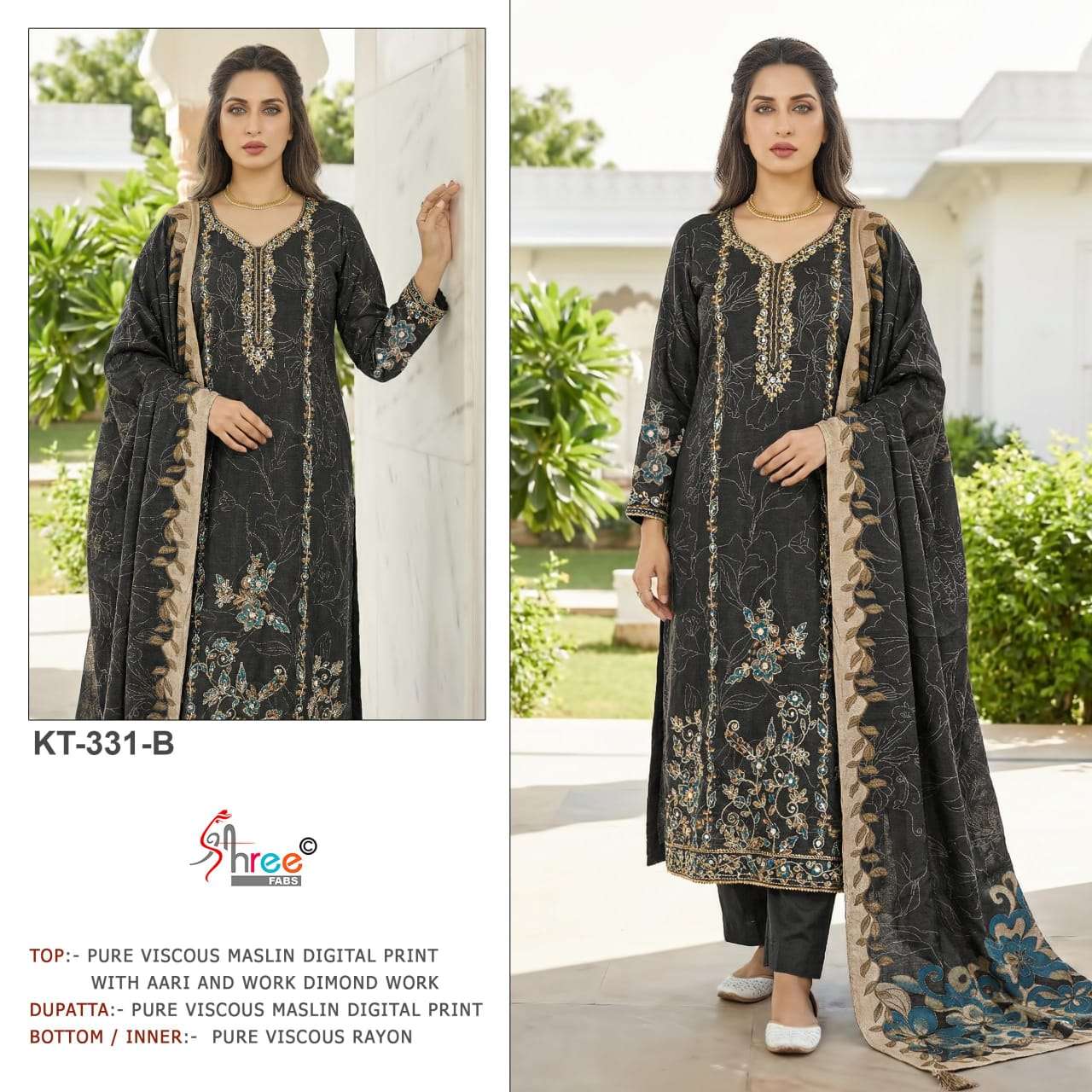 SHREE FAB KT-331 A TO D SERIES PURE VISCOSE MSULIN PRINTED PAKISTANI DRESSES-00201