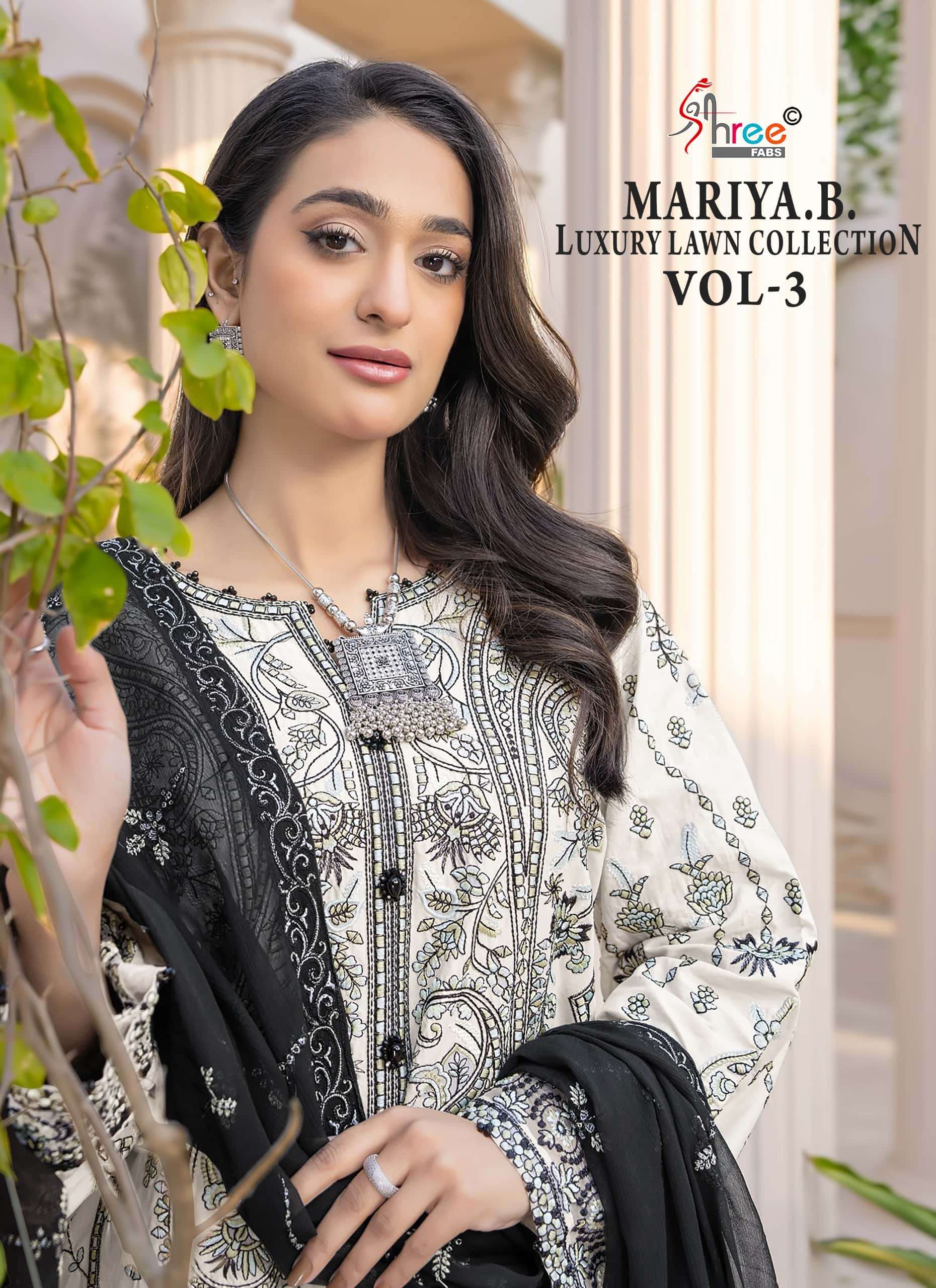 SHREE FAB MARIAB LUXURY LAWN VOL-03 PURE COTTON EMBROIDERY PAKISTANI DRESSES-00201