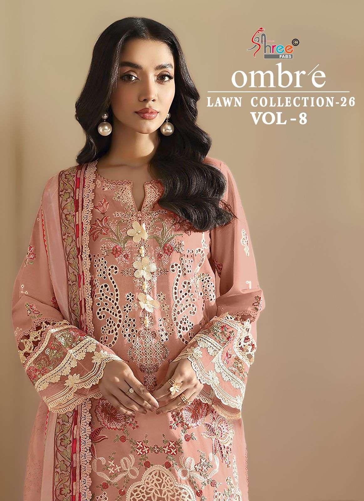 SHREE FAB OMBRE LAWN COLLECTION VOL-08 4201 TO 4208 SERIES PURE COTTON EMBROIDERY PAKISTANI DRESSES-...