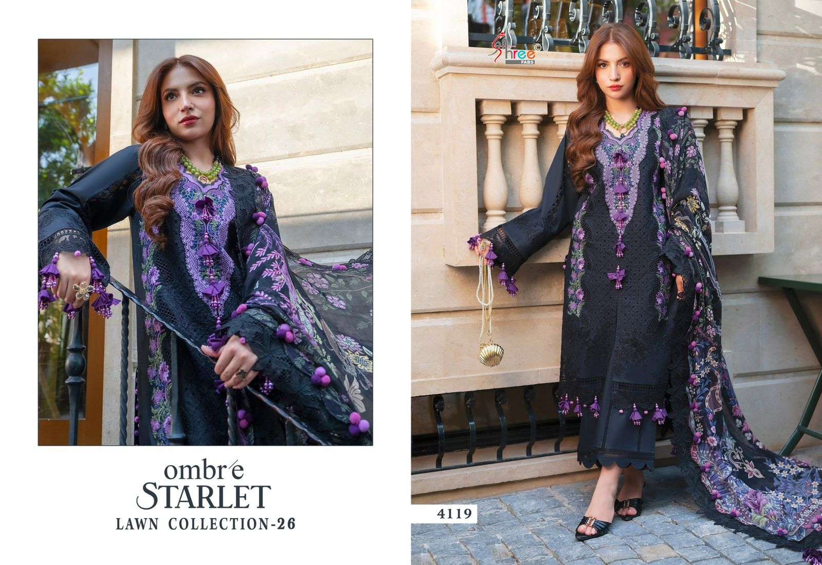 SHREE FAB OMBRE STARLET 4119 SERIES PURE COTTON EMBROIDERY PAKISTANI DRESS-00071