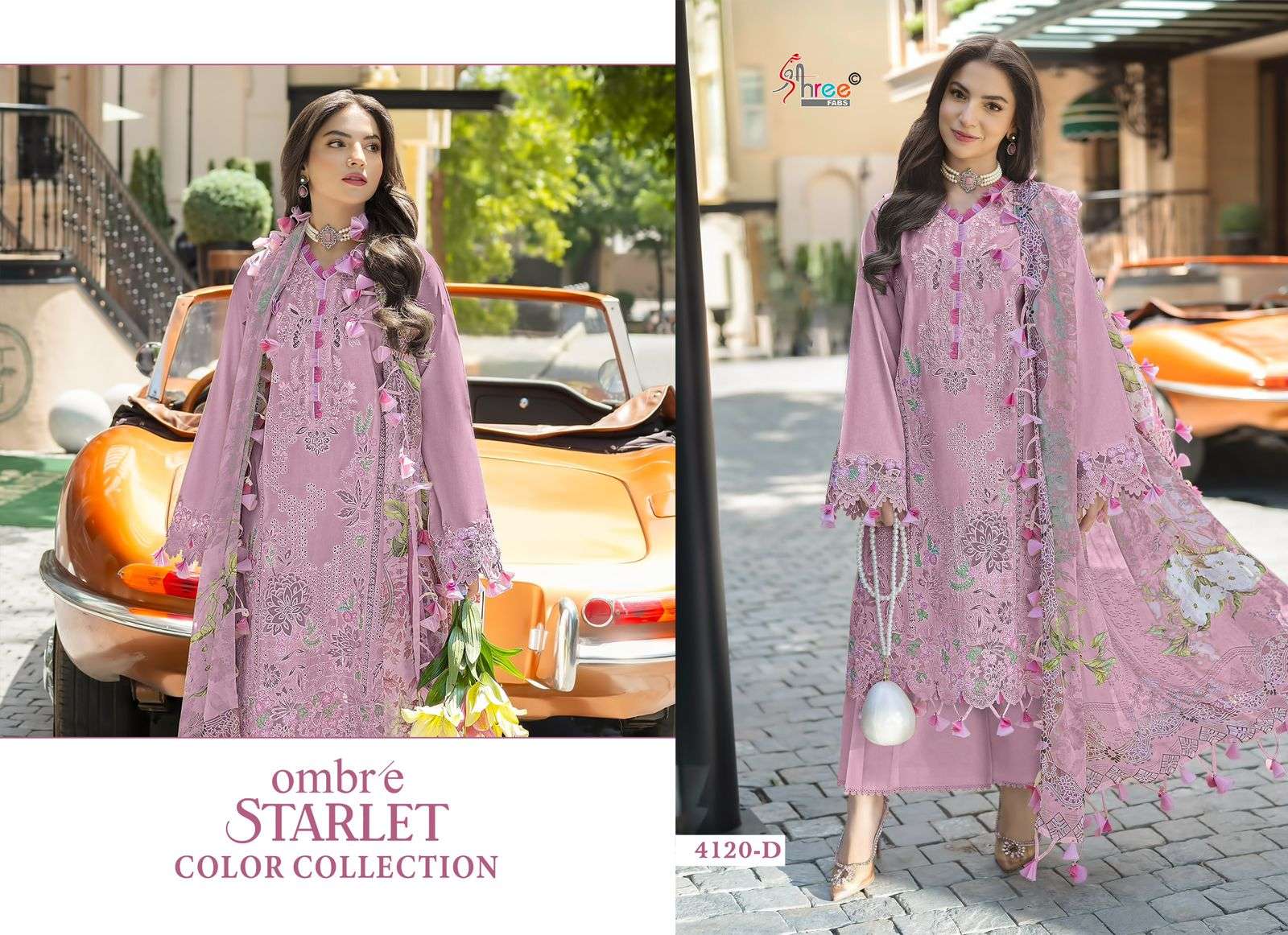 SHREE FAB OMBRE STARLET 4120 A TO D SERIES PURE COTTON EMBROIDERY PAKISTANI DRESSES-00201