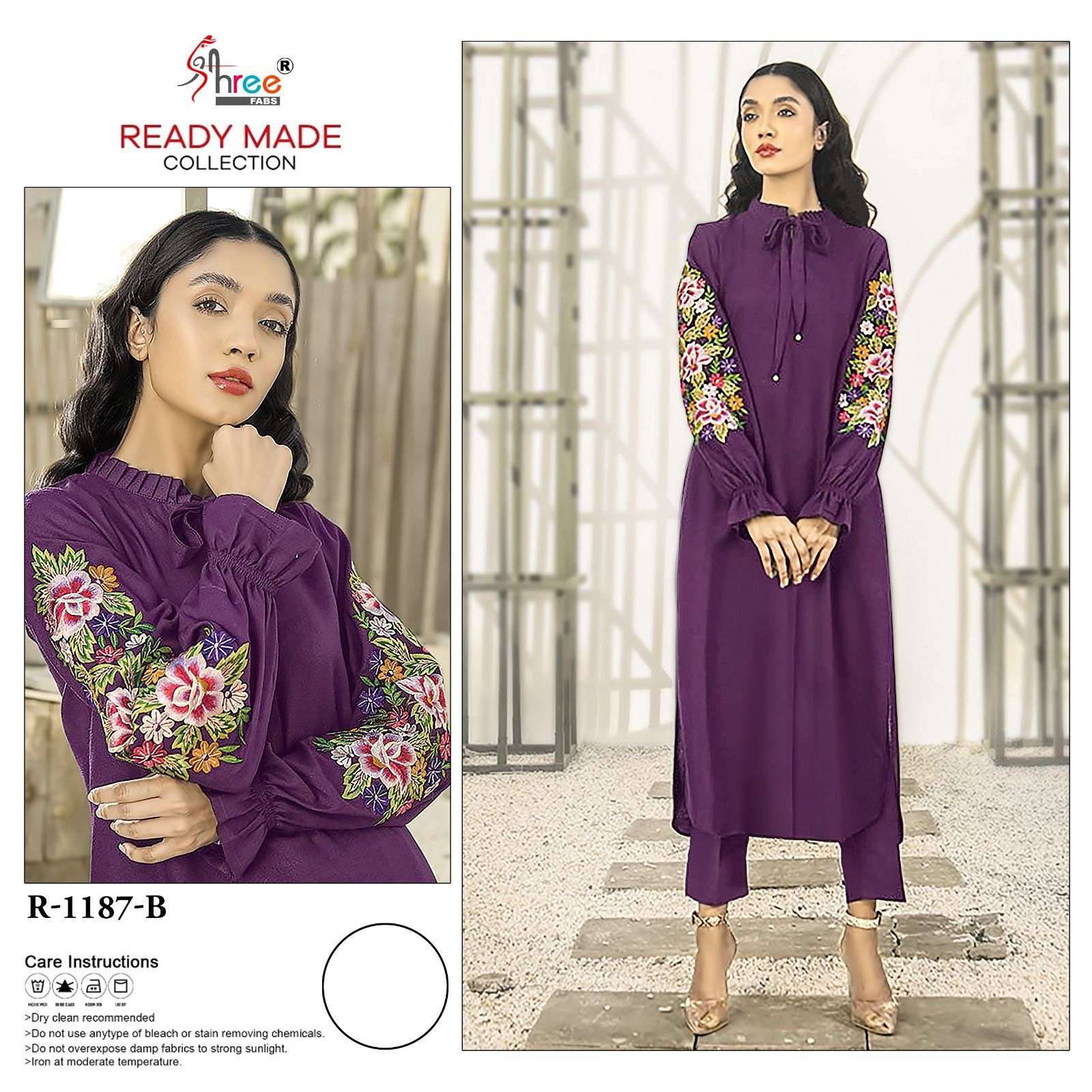 SHREE FAB R-1187 B TO C SERIES PURE CHIFFON EMBROIDERY PAKISTANI DRESSES-00071