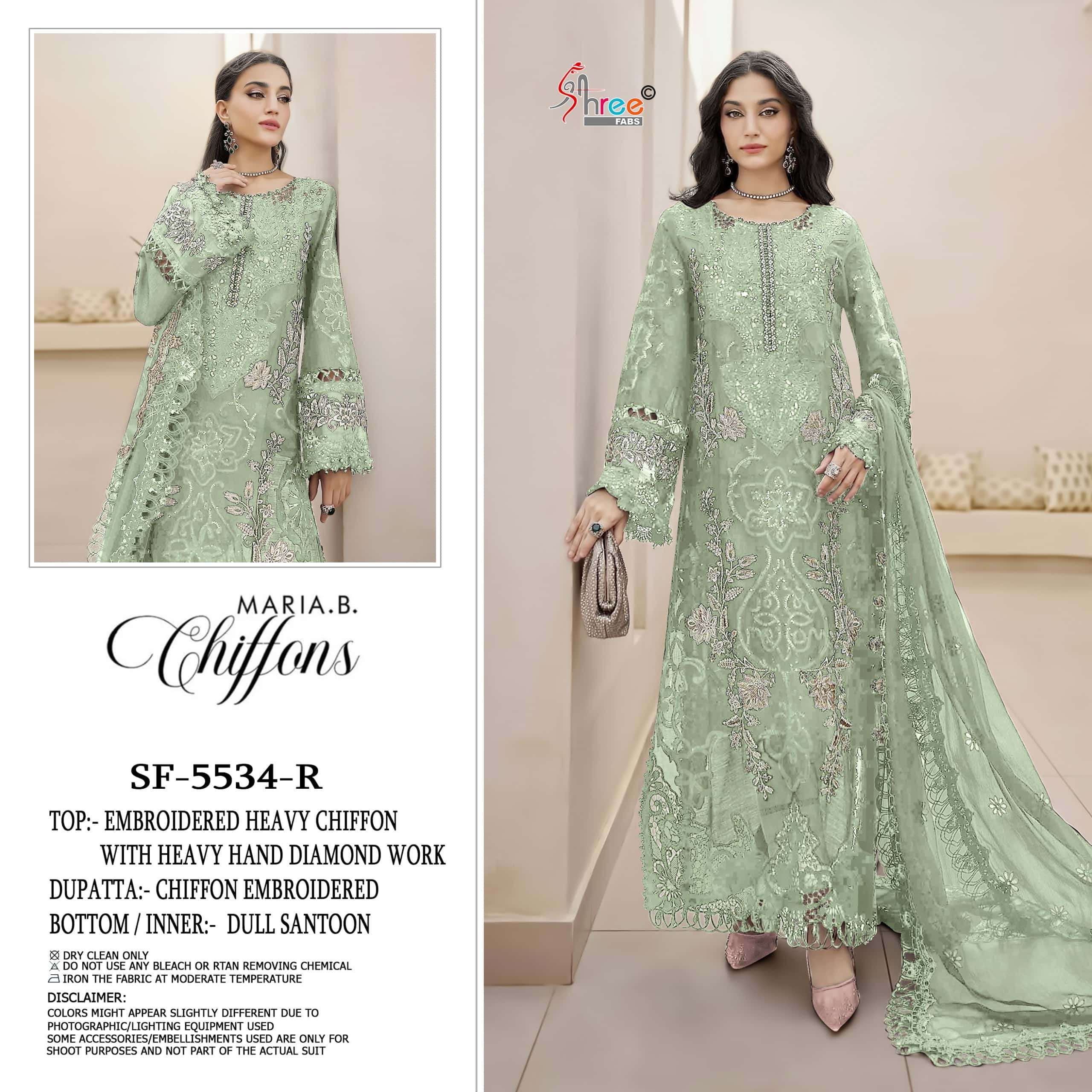 SHREE FAB SF-5534 R TO U SERIES PURE CHIFFON EMBROIDERY PAKISTANI DRESSES-00201