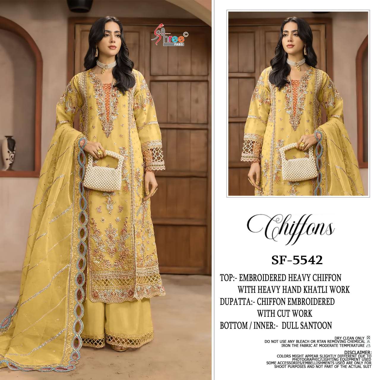 SHREE FAB SF-5542 A TO D SERIES PURE CHIFFON EMBROIDERY PAKISTANI DRESSES-00201