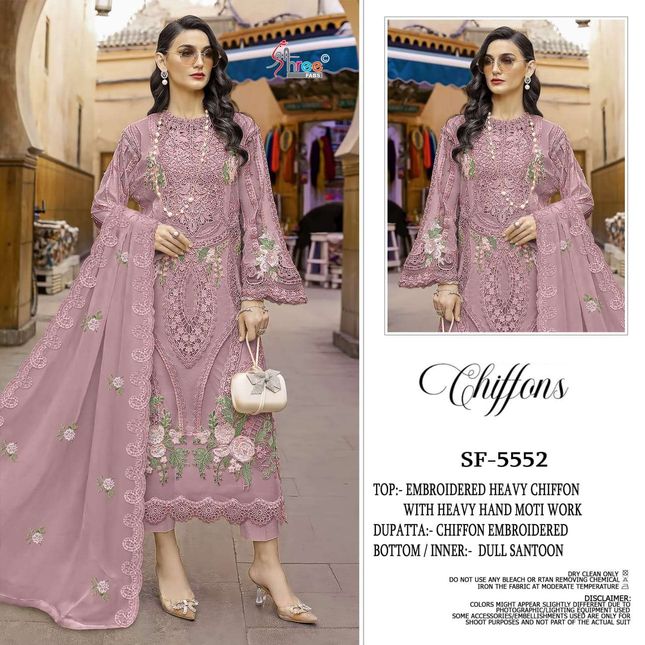 SHREE FAB SF-5552 A TO D SERIES PURE CHIFFON EMBROIDERY PAKISTANI DRESSES-00201