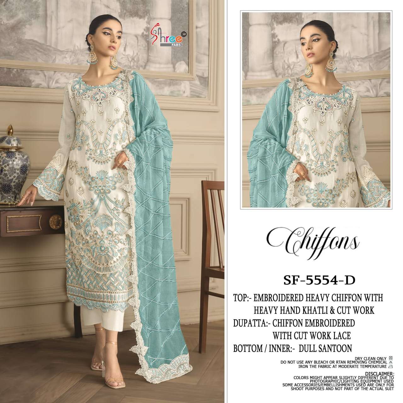 SHREE FAB SF-5554 A TO D SEIRIES PURE CHIFFON EMBROIDERY PAKISTANI DRESSES-00201