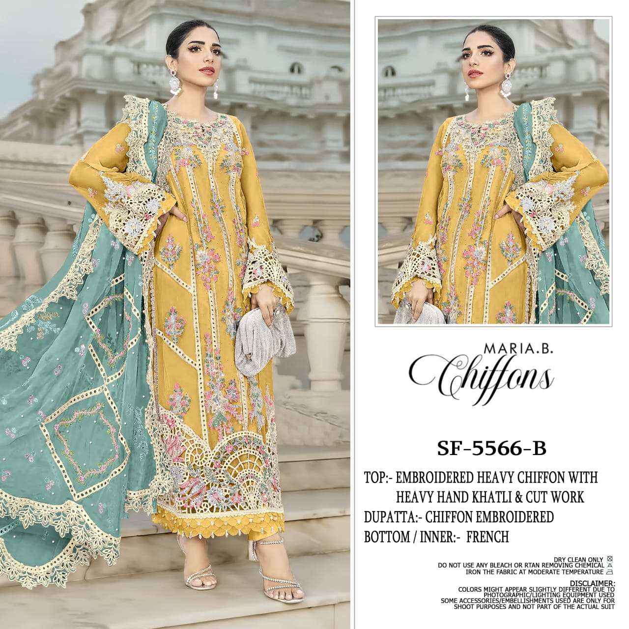 SHREE FAB SF-5566 A TO D SERIES PURE CHIFFON EMBROIDERY PAKISTANI DRESSES-00201