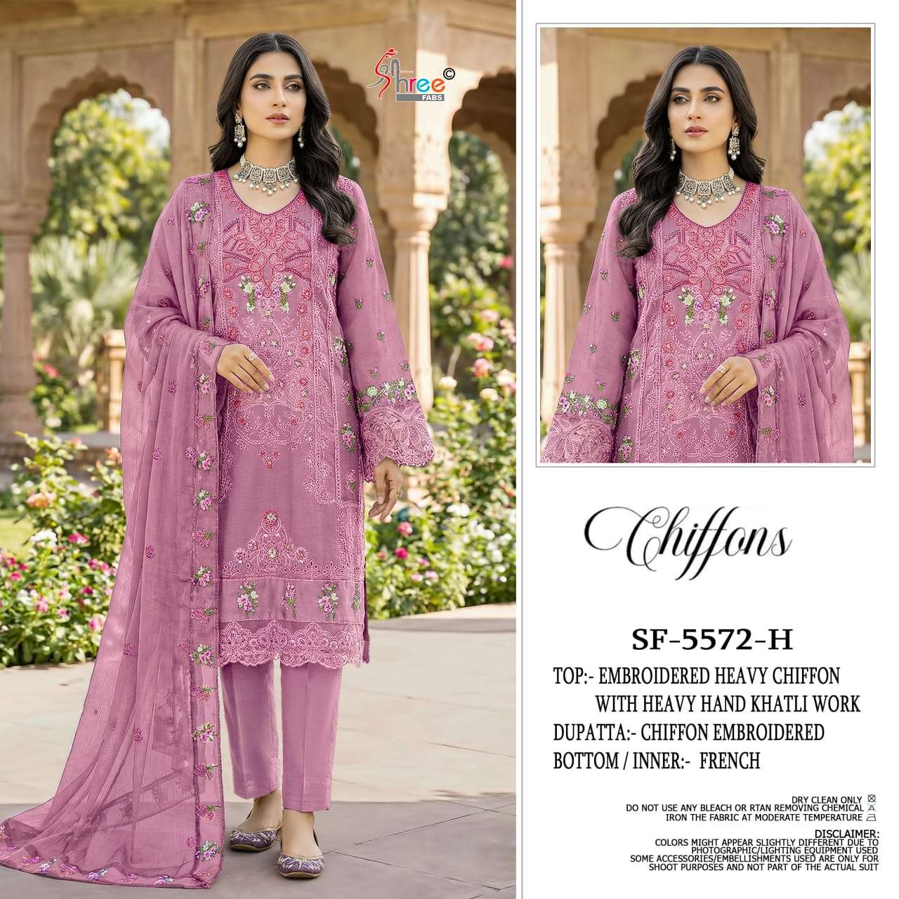 SHREE FAB SF-5572 E TO H SERIES CHIFFON EMBROIDERY PAKISATNI DRESSES-00201