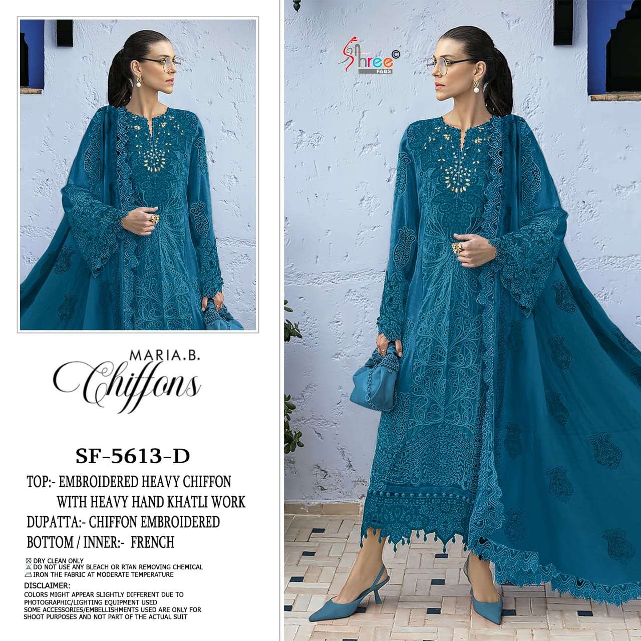 SHREE FAB SF-5613 A TO D SERIES PURE CHIFFON EMBROIDERY PAKISTANI DRESSES-00201