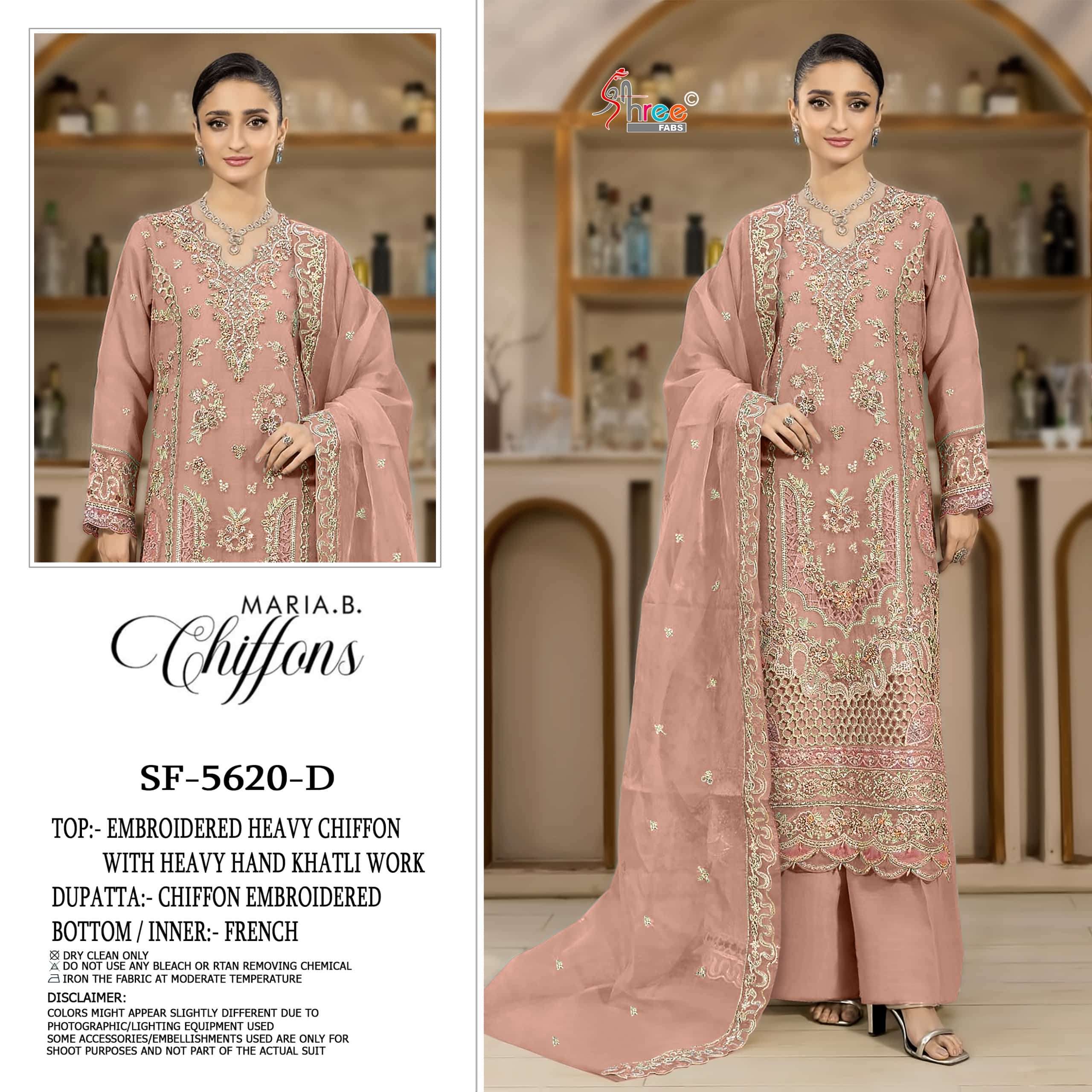 SHREE FAB SF-5620 A TO D SERIES PURE CHIFFON EMBOIDERY PAKISTANI DRESSES-00201