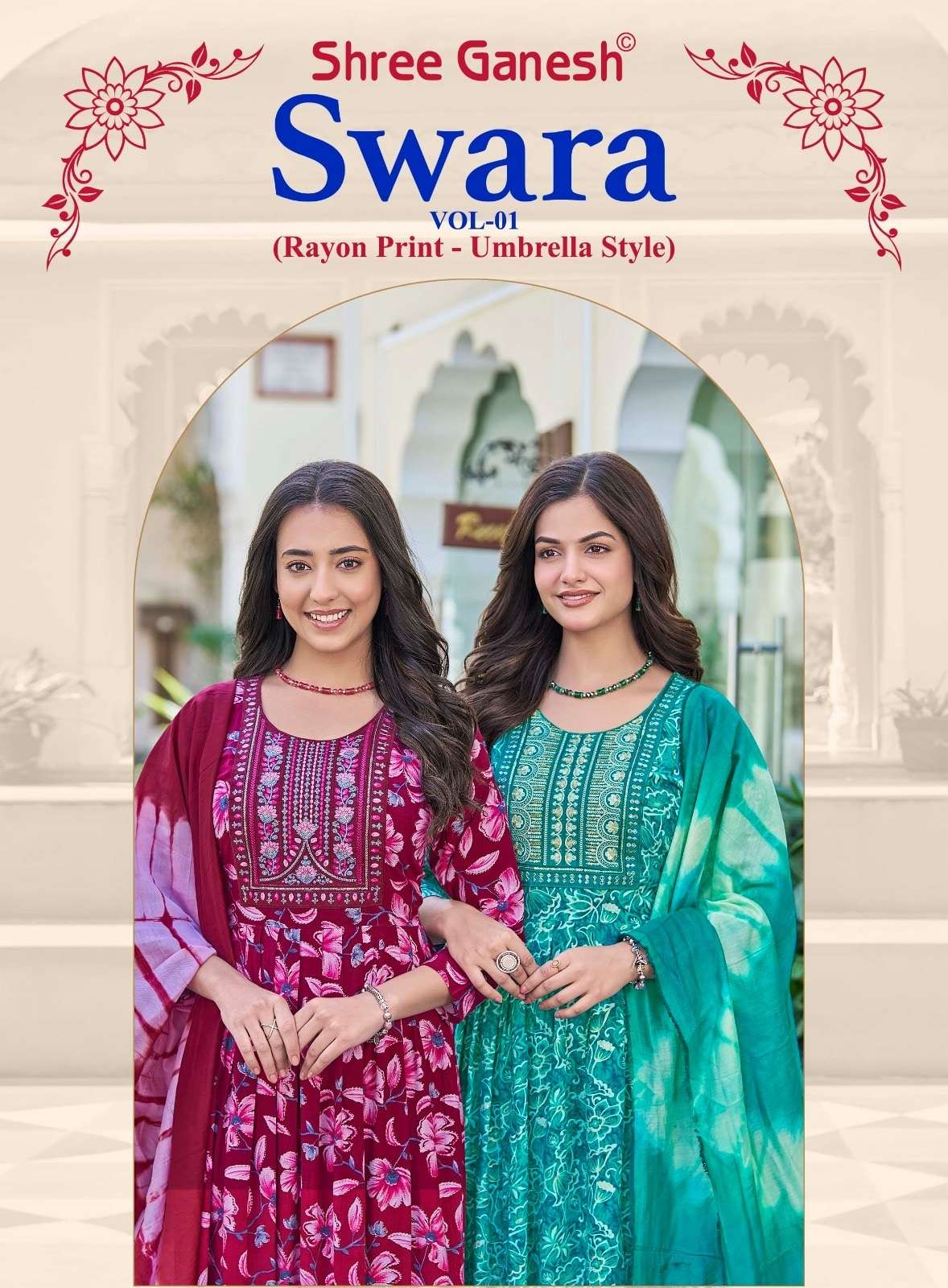 SHREE GANESH SWARA VOL-1 1001 TO 1010 SERIES RAYON PREMIUM PRINTED SUITS-00015