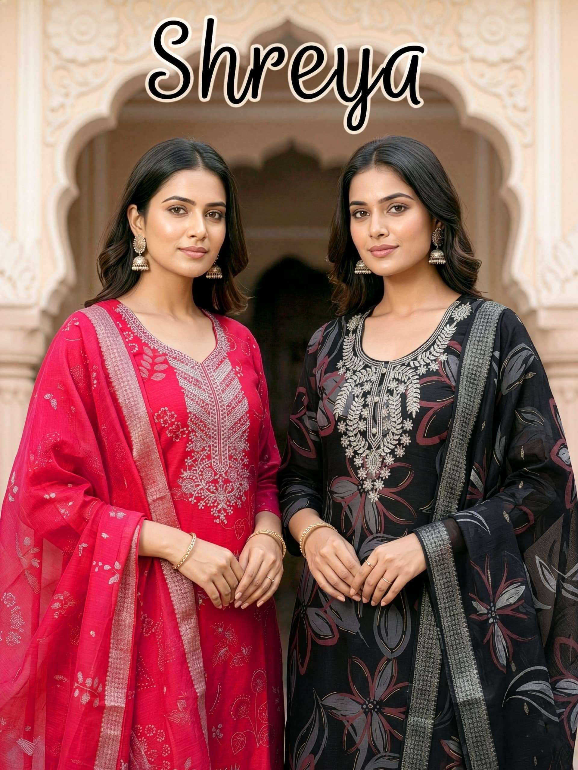 SHREYA BY ASLIWHOLESALE VATICAN PRINTED STITCHED PUNJBAI SUIT SET-00320