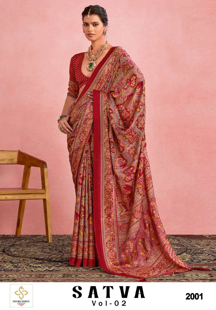 SHUBH SHREE CREATION SATVA VOL-2 2001 TO 2009 SERIES MOSS PREMIUM PRINTED SAREES-00025