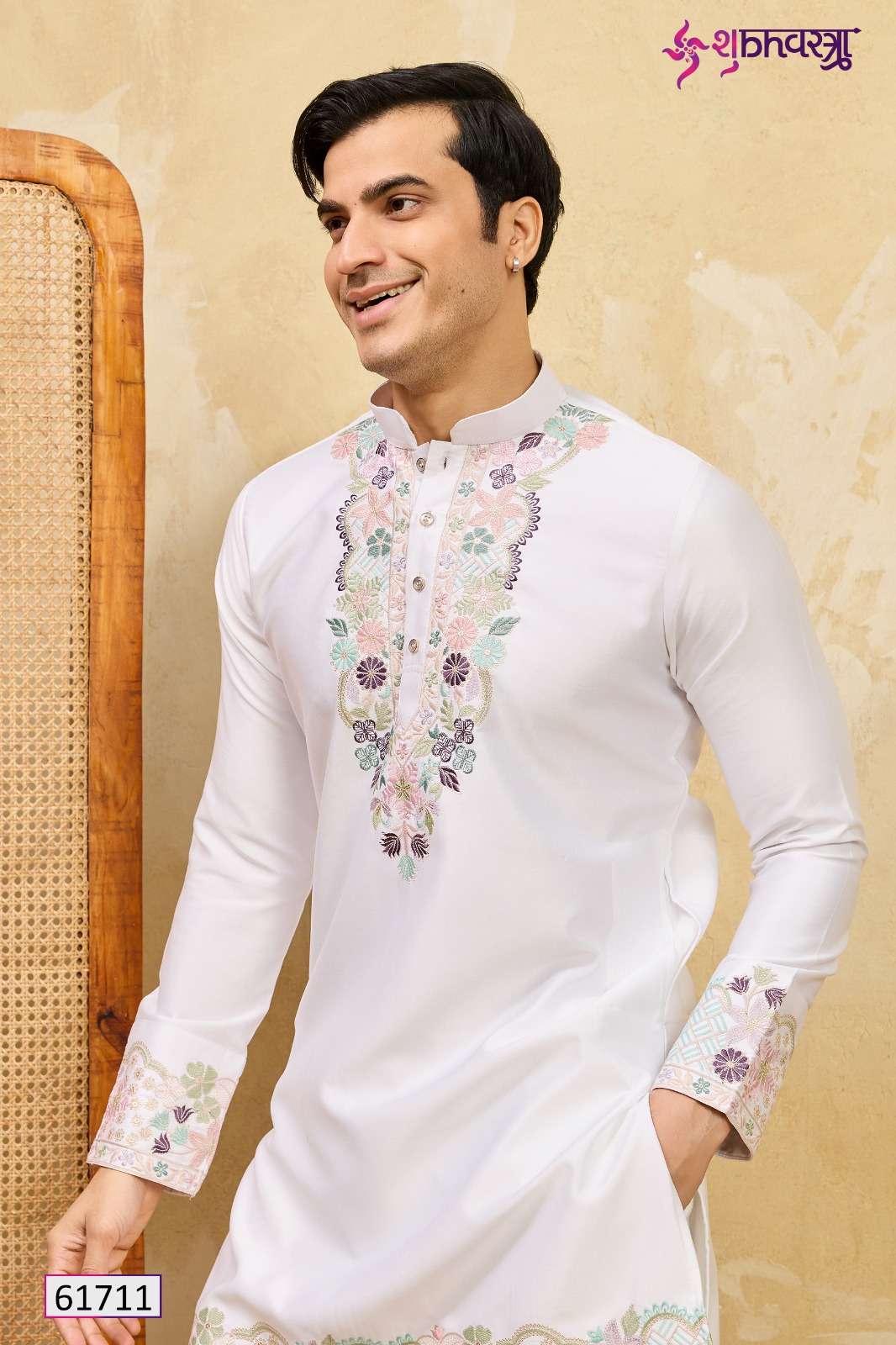 SHUBHKALA LUXE EMBELLISH 61711 TO 61714 SERIES PURE VISCOSE SILK EMBRODIERY MEN KURTA-00278