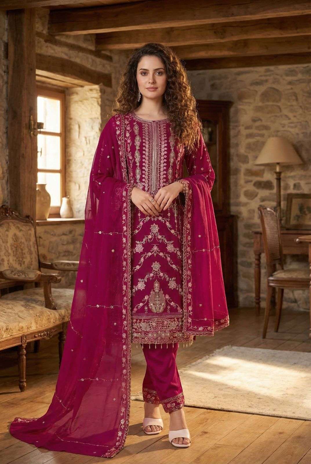 SIMAYA VOL-11 BY ASLIWHOLESALE DESIGNER PURE CHIFFON SILK EMBROIDERY DRESSES-00150